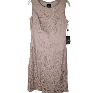 Adrianna Papell Lace Dress 8 New NWT Zip Sleeveless Lined Pale Rose